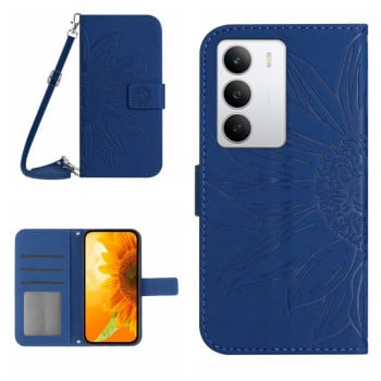 Чохол-книжка Skin Feel з малюнком соняшника на Realme C75 5G - синій