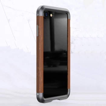 Противоударный бампер R-JUST Metal + Wood Frame на iPhone SE 3/2 2022/2020/8/7