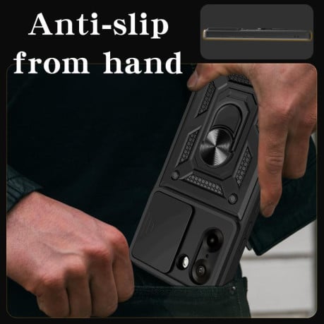 Чохол зі шторкою на камери Sliding Camshield та кишенькою для карт на OnePlus Ace 5 Racing / Nord CE5 4G - золотий