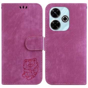 Чохол-книжка Little Tiger Embossed Leather на Xiaomi Poco M6 4G - пурпурно-червоний
