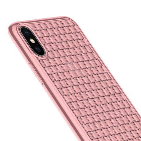 Ультратонкий силиконовый чехол Baseus Weave Style на iPhone XS Max-розовый