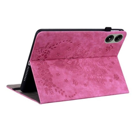Чехол-книжка Butterfly Rose Embossed для Xiaomi Redmi Pad 2 / Xiaomi Redmi Pad SE 11 2025 - пурпурно-красный