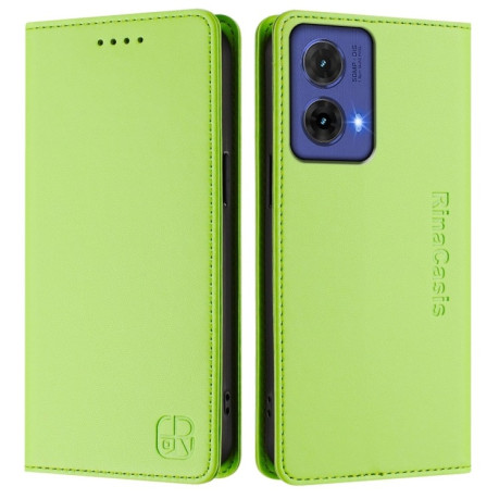 Чехол-книжка RC01 Dual-Folded Magnetic Suction RFID Leather на Motorola Moto G85 - зеленый