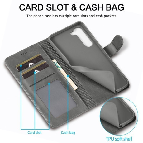 Чохол книжка LCIMEEKE Calf Texture  для Samsung Galaxy S25 5G - сірий