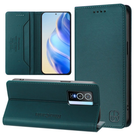 Чохол-книжка RC01 Dual-Folded Magnetic Suction RFID Leather на Vivo Y76 5G - зелений
