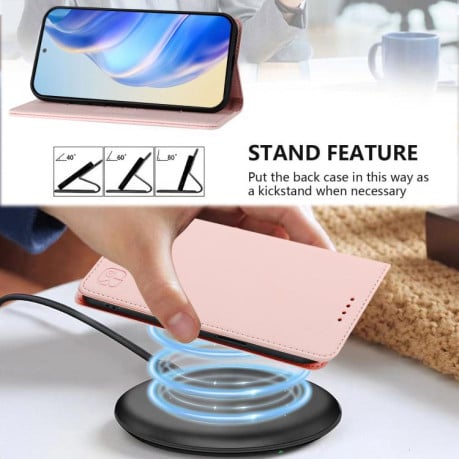 Чохол-книжка RC01 Dual-Folded Magnetic Suction RFID Leather на Infinix Note 60 / 60 Pro — рожевий