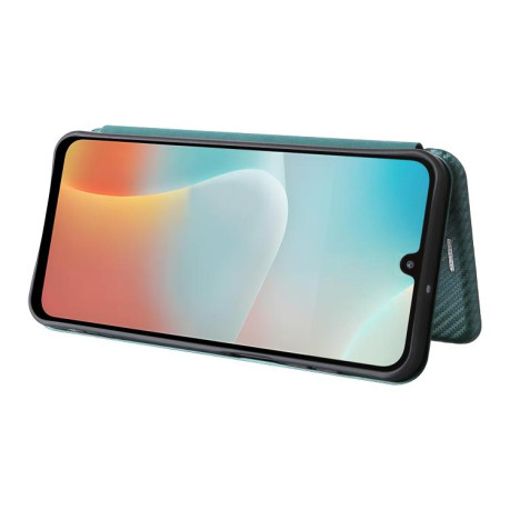 Чехол-книжка Carbon Fiber Texture на Samsung Galaxy M16 5G / F16 5G - зеленый