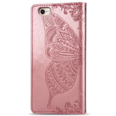 Чехол-книжка Butterfly Love Flower Embossed для iPhone 16e - розовое золото