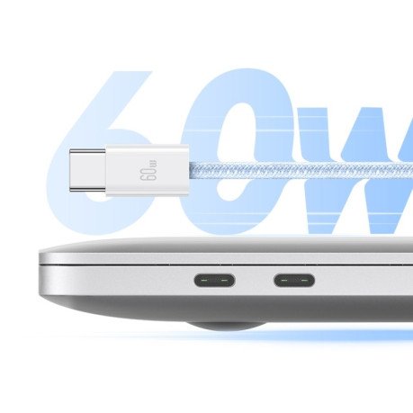 Кабель для быстрой зарядки USAMS US-SJ656 U86 PD60W USB-C/Type-C to USB-C/Type-C Rainbow Braided Fast Charging Data Cable, Length: 1.2m - белый