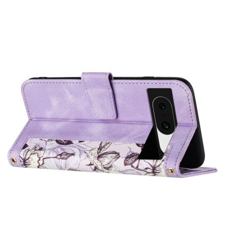 Чохол-книжка Floral Pattern Leather для Google Pixel 8a - фіолетовий
