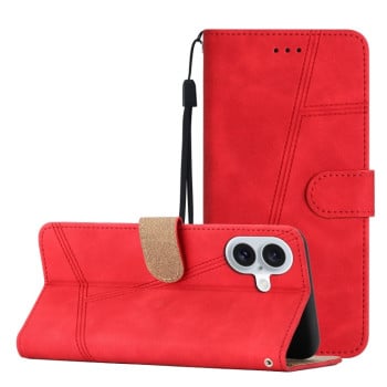 Чехол-книжка Stitching Skin Feel для iPhone 16 - красный