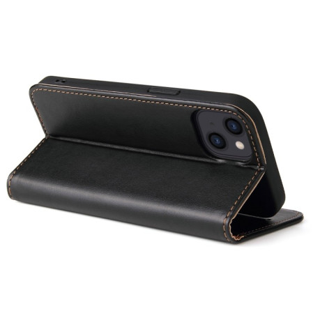 Кожаный чехол-книжка Fierre Shann Genuine leather на  iPhone 14 Plus - черный