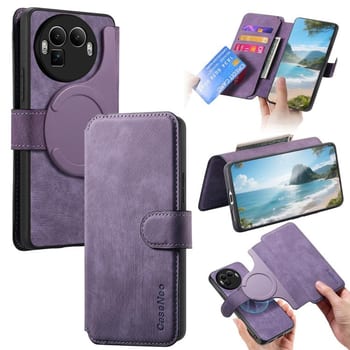 Чохол-книжка CaseNeo MagSafe RFID Anti-theft Retro Leather на Realme GT 8 Pro Global — фіолетовий