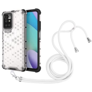 Противоударный чехол Honeycomb with Neck Lanyard для Xiaomi Redmi 10 - белый