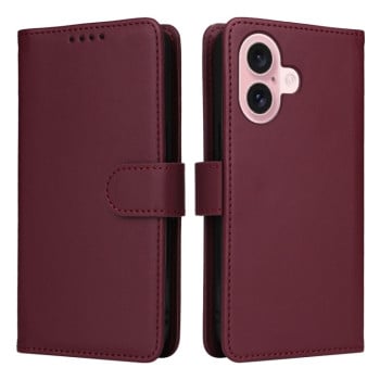 Чехол-книжка BETOPNICE BN-005 2 in 1 Detachable Imitate Genuine Leather для iPhone 16 - винно-красный