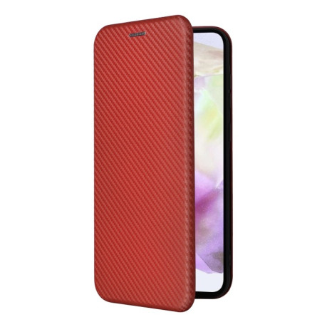 Чехол-книжка Carbon Fiber Texture на Samsung Galaxy A36 - коричневый
