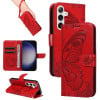 Чохол-книжка Swallowtail Butterfly Embossed Leather для Samsung Galaxy S25/S24 5G - червоний