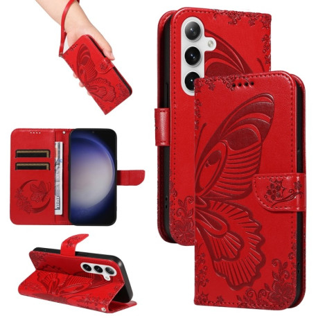 Чохол-книжка Swallowtail Butterfly Embossed Leather  для Samsung Galaxy S25+ / S24+ 5G - червоний