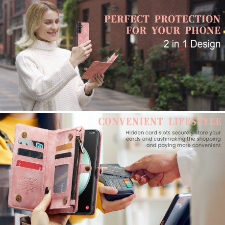 Чохол-гаманець CaseMe 008 Series Zipper Style для Samsung Galaxy S23 FE - рожевий