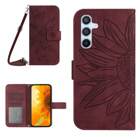 Чохол-книжка Skin Feel Sun Flower  для Samsung Galaxy A26 5G - винно-червоний