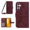 Чохол-книжка Skin Feel Sun Flower для Samsung Galaxy A34 5G - винно-червоний