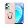 Протиударний чохол Ring Holder Litchi Texture для Realme 9 Pro/OnePlus Nord CE 2 Lite 5G - рожевий