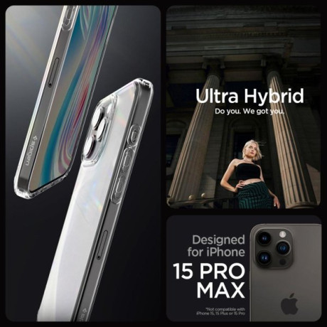 Оригинальный чехол Spigen Ultra Hybrid для iPhone 15 PRO- Frost Clear