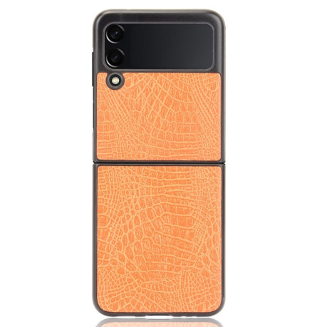 Ударопрочный чехол Crocodile Texture на Samsung Galaxy Z Flip3 5G - оранжевый