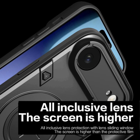 Противоударный чехол CD Texture Sliding Camshield Magnetic Holder на iPhone Air - черный
