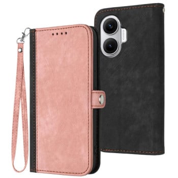 Чехол-книжка Side Buckle Double Fold Hand Strap Leather для Xiaomi Poco F7 - розовый