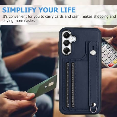 Противоударный чехол Wrist Strap Holder на Samsung Galaxy A25 5G - синий