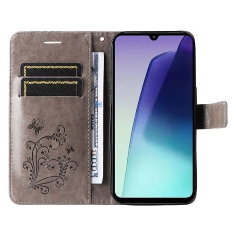 Чохол-книжка Embossed Butterfly для Xiaomi Redmi 14C 4G/Poco C75/Redmi A4 5G - сірий