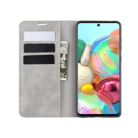 Чехол-книжка Retro-skin Business Magnetic Suction на Samsung Galaxy A81 / M60S / Note 10 Lite -серый