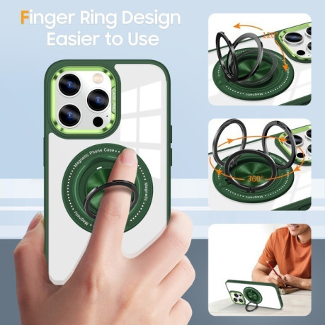 Ударозахисний чохол Magnetic Rotating Ring Holder на iPhone 16 Pro Max - зелений