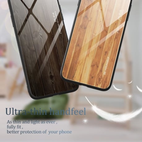 Противоударный чехол Wood Grain Glass на Samsung Galaxy A14 5G - черный