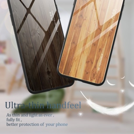 Противоударный чехол Wood Grain Glass на Samsung Galaxy A14 5G - кофейный