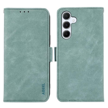 Чехол-книжка ABEEL Color Block с защитой от сканирования RFID на Samsung Galaxy S25 FE 5G - зеленый
