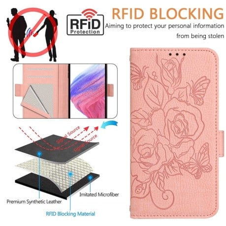 Чохол-книжка Embossed Rose RFID Anti-theft Leather для OnePlus Nord N30 SE 5G - рожевий