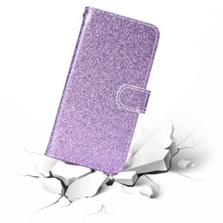 Чехол-книжка Glitter Powder на Samsung Galaxy S21 FE - фиолетовый