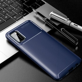 Ударозащитный чехол HMC Carbon Fiber Texture на Samsung Galaxy A02s - синий