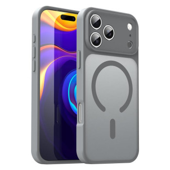 Магнітний гібридний чохол Escase Fanying PC+TPU на iPhone 18 Pro Max — сріблястий/сірий
