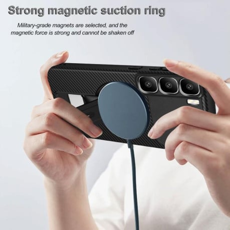 Противоударный чехол Carbon Fiber Texture (MagSafe) на Infinix Hot 60 Pro+ 4G - черный
