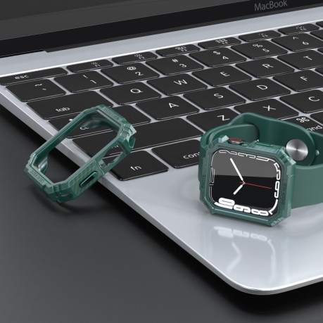 Протиударна накладка Carbon Fiber Contrast Color для Apple Watch Series 8/7 45mm - зелена