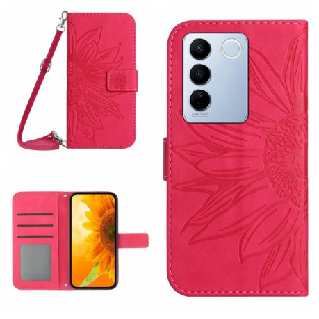 Чехол-книжка Skin Feel Sun Flower для Vivo V27E 4G Global - пурпурно-красный