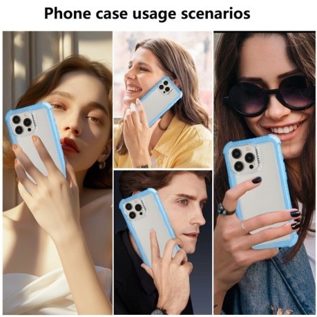Противоударный чехол Matte TPU Hybrid PC 3-in-1 для iPhone 16 - синий