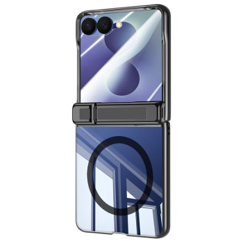 Прозрачный магнитный чехол Electroplating Transparent Hinge Holder Magnetic с защитой шарнира на Samsung Galaxy Flip8 5G — черные
