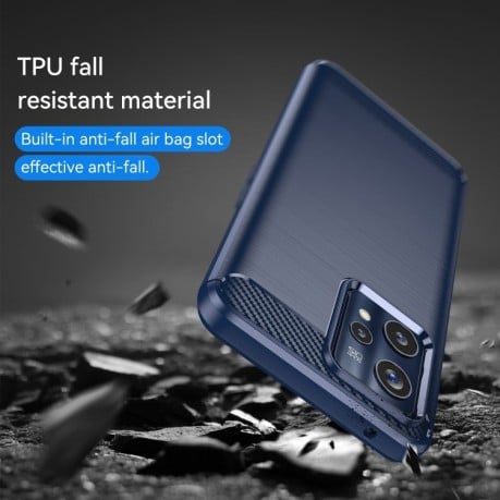 Чохол Brushed Texture Carbon Fiber на Realme 9 Pro Plus - синій