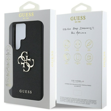 Оригінальний чохол Guess Grained Big 4G Logo Small Classic Logo для Samsung Galaxy S25 Ultra - black