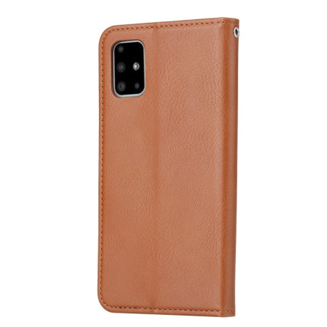 Чехол-книжка Knead Skin Texture на Samsung Galaxy A51 - коричневый