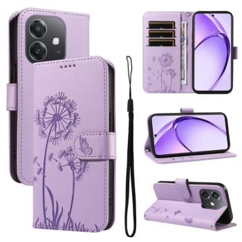 Чохол-книжка з тисненням Dandelion та магнітним хлястиком на OPPO A5X 5G Global - фіолетовий